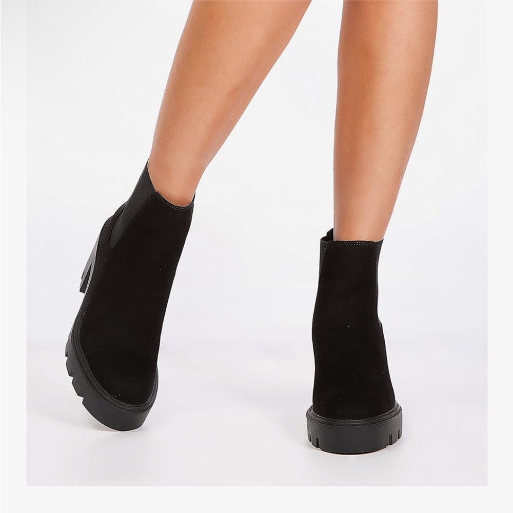 Chelsea Ankle Boots NEW RedTop Platform Heel Chunky Block Lug Sole Women’s Sz 6 - Picture 7 of 8